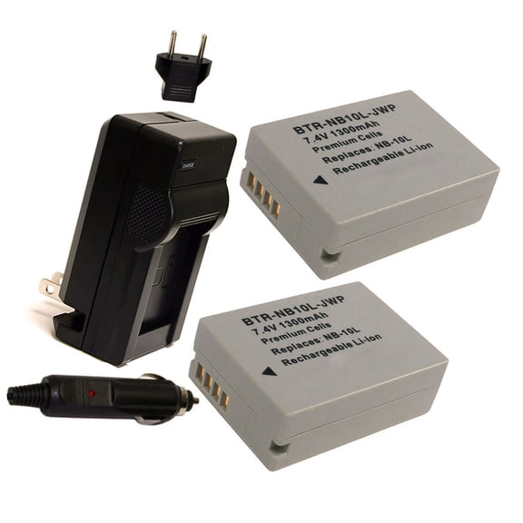 Canon PowerShot SX50 HS Replacement Battery 1300mAh (2-Pack) with Single Charger