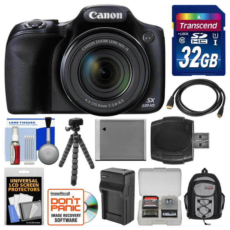 Canon PowerShot SX530 HS Wi-Fi Digital Camera with 32GB Card, Backpack,  Battery, Charger, Flex Tripod & Kit - Walmart.com