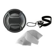 Canon PowerShot SX60 HS Lens Cap Center Pinch 58mm + Filter Adapter + Lens Cap Holder + Nw Direct Microfiber Cleaning Cloth.
