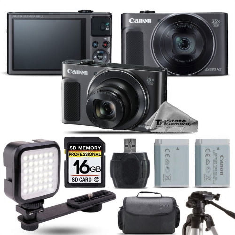 Canon PowerShot SX620 HS Black Digital Camera + Extra Battery +