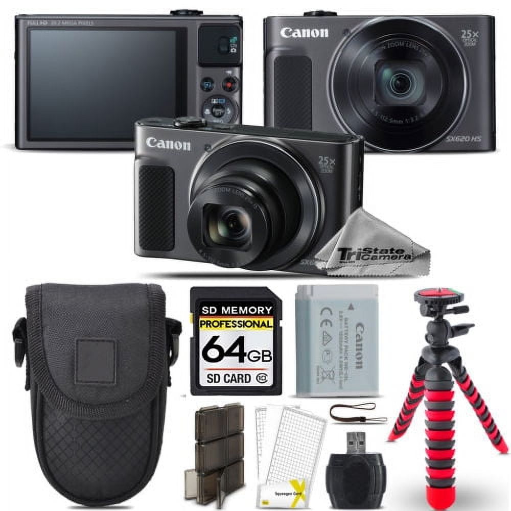 Canon PowerShot SX620 HS Digital Camera Black + Spider Tripod +