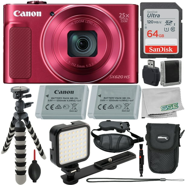 Canon PowerShot SX620 HS Digital Camera (Red) with Advanced