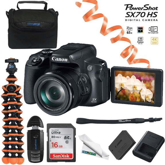 Canon PowerShot SX70 HS 65x Optical Zoom Digital Camera + 16 GB Buzz-Photo Bundle