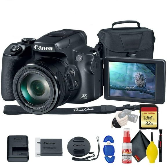 Canon PowerShot SX70 HS Digital Camera | 20.3 MP | 65x Zoom Lens | 4K Video | 32GB SD Card Kit(International Model)
