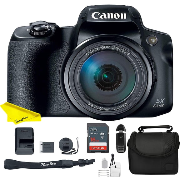 Canon PowerShot SX70 65X 20.3MP CMOS Digital Camera with 16GB Memory Card, Black