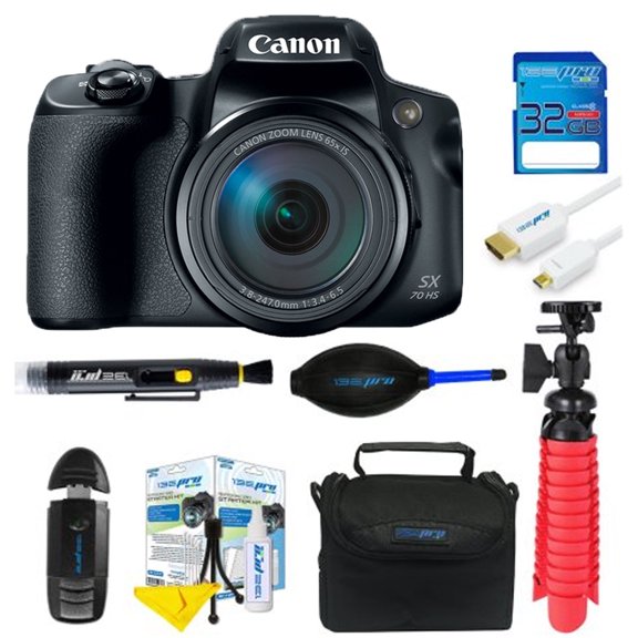 Canon PowerShot SX70 HS Digital Camera + SD Card + Pixi Accessories Basic Bundle Kit