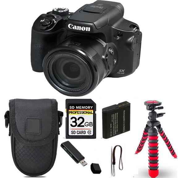 Canon PowerShot SX70 HS Digital Camera + Spider Tripod + Case - 32GB Kit (International Version)