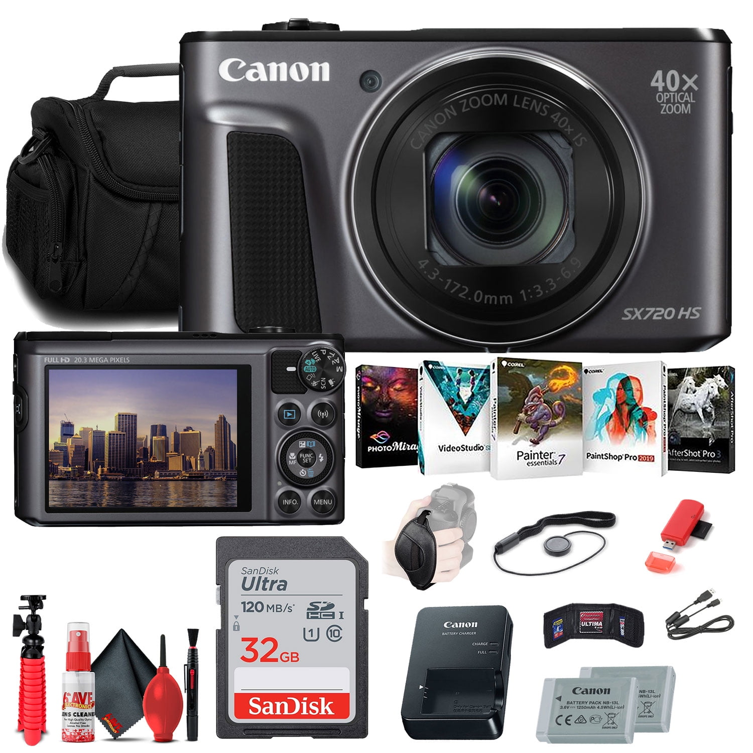 Canon PowerShot SX720 HS Digital Camera (1070C001) + 32GB Card +