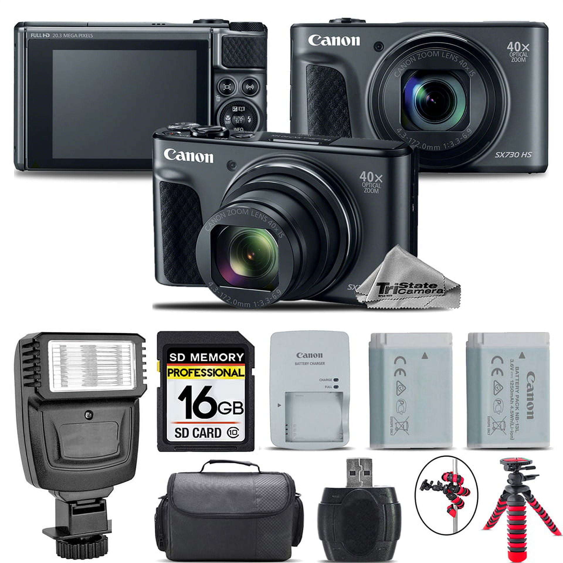 Canon PowerShot SX730 HS Black Digital Camera + Extra Battery +