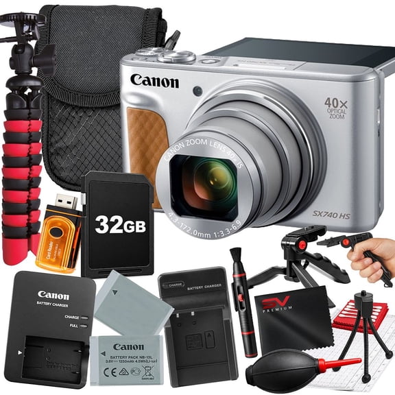 Canon PowerShot SX740 HS 20.3MP 4K Digital Camera 40x Optical Zoom Silver Large 32GB (International Version)