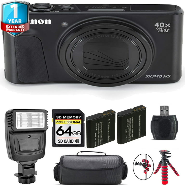 Canon PowerShot SX740 HS Digital Camera (Black) + 1 Yr
