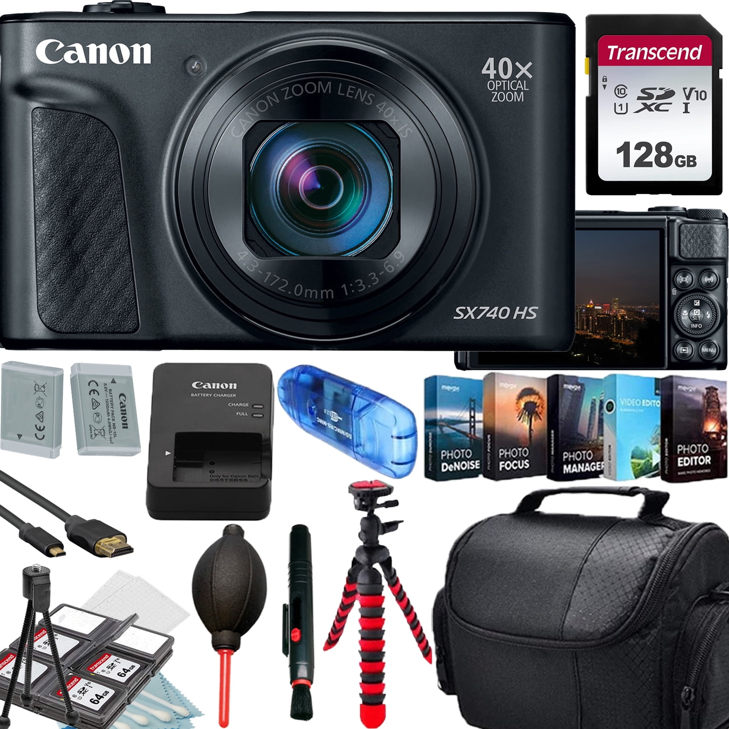 Canon PowerShot SX530 HS 16.0 MP 50x Optical Zoom Digital Camera (Black) +  Two-Pack NB-6L Spare Batteries + Accessory Bundle 
