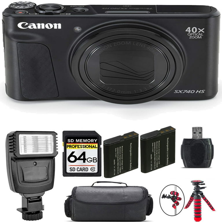 Canon PowerShot SX740 HS Digital Camera (Black) + Extra Battery +