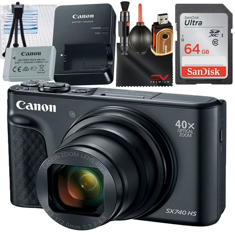 Canon PowerShot SX740 HS Digital Camera (Black) with SanDisk 64GB