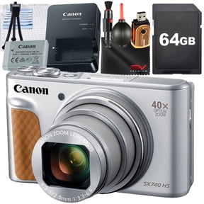 Canon PowerShot SX740 HS Digital Camera (Silver) with SanDisk 64GB Memory Card + Cleaning Pen + SV Premium Accessory Bundle (International Version)
