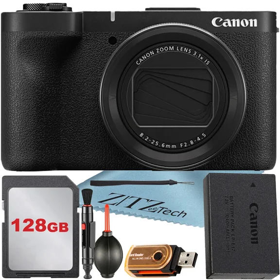 Canon PowerShot V1 4K Vlogging Camera (International Version) + 128GB Memory Card + Cleaning Pen + ZeeTech Accessory Bundle