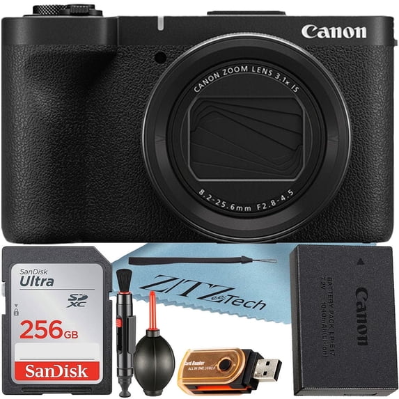 Canon PowerShot V1 4K Vlogging Camera (International Version) + 256GB Memory Card + Cleaning Pen + ZeeTech Accessory Bundle