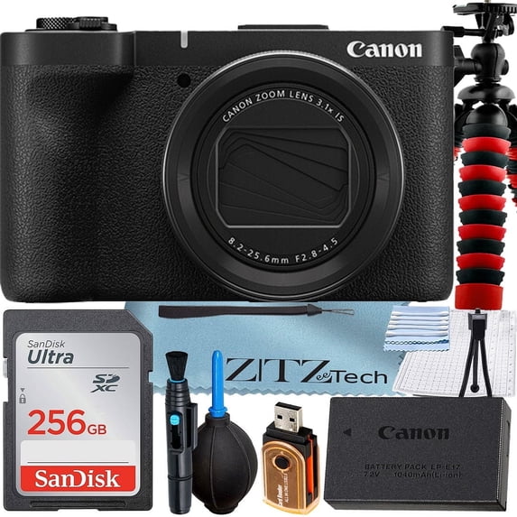 Canon PowerShot V1 4K Vlogging Camera (International Version) + 256GB Memory Card + Flexible Tripod + ZeeTech Accessory Bundle