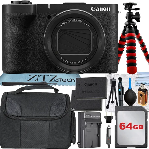 Canon PowerShot V1 4K Vlogging Camera (International Version) + 64GB Memory Card + Case + ZeeTech Accessory Bundle