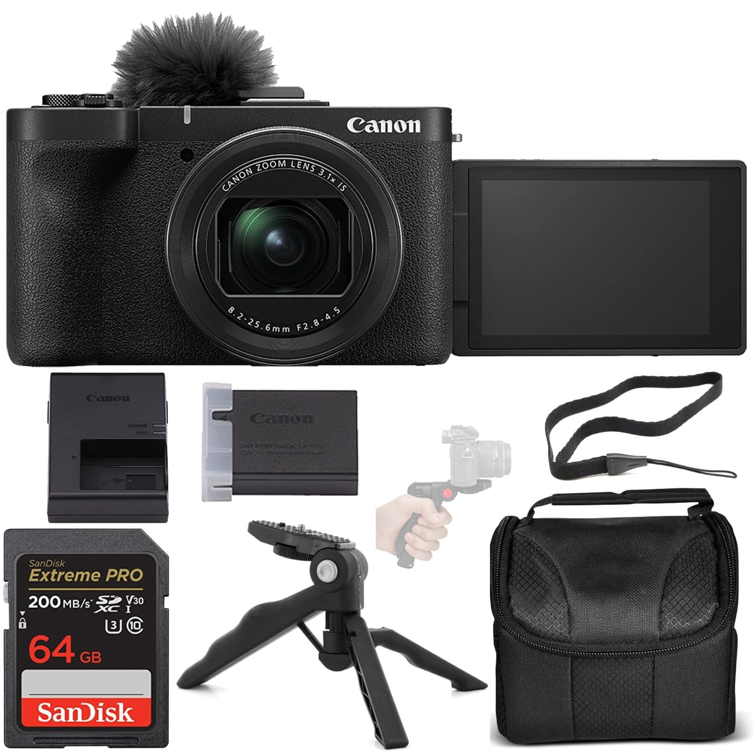 Canon PowerShot V1 Digital Camera Bundle + 64GB Extreme PRO Memory