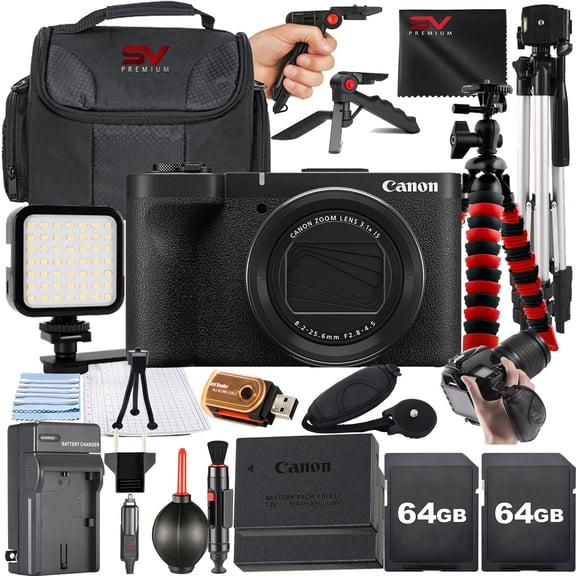Canon PowerShot V1 Digital Camera with SanDisk 64GB Memory Card + Case + Tripod + SV Premium Accessory Bundle (International Version)