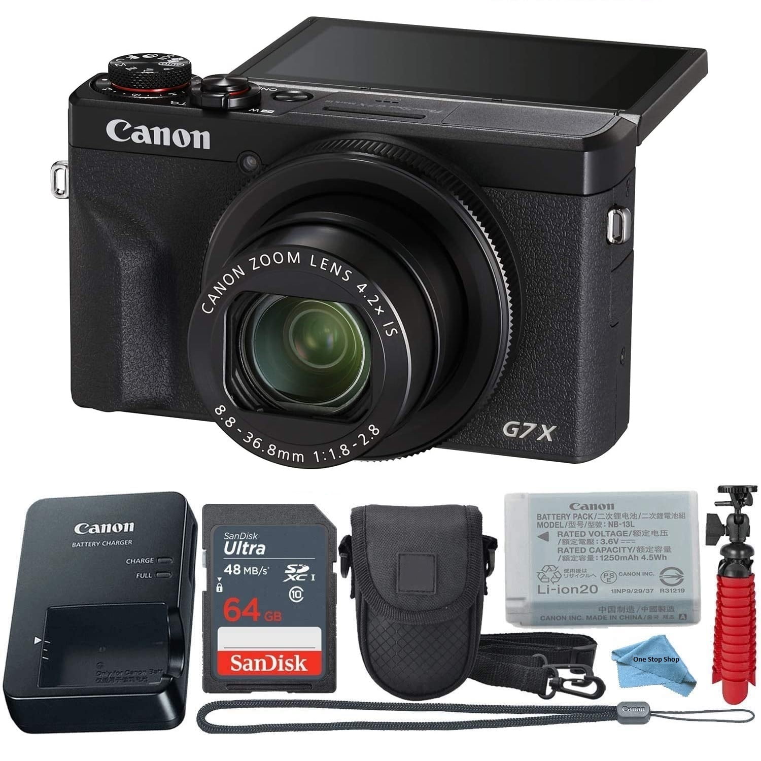 Canon Powershot G7X Mark III Point & Shoot Digital Camera + Accessory  Bundle + One Stop Shop Cloth