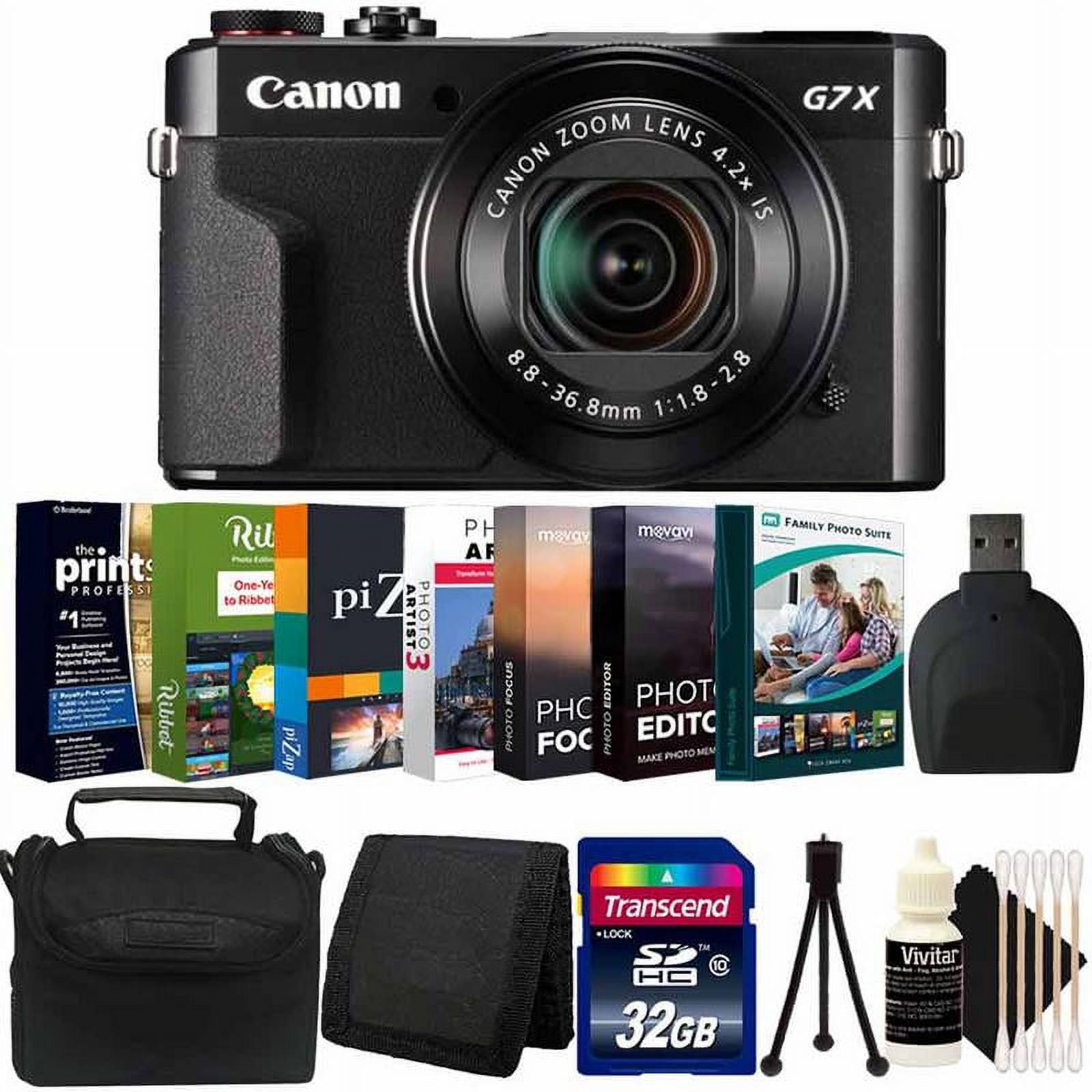 Canon Powershot G7x II 20.1MP Digital Camera Black with Photo Editing Software Kit - image 1 of 9