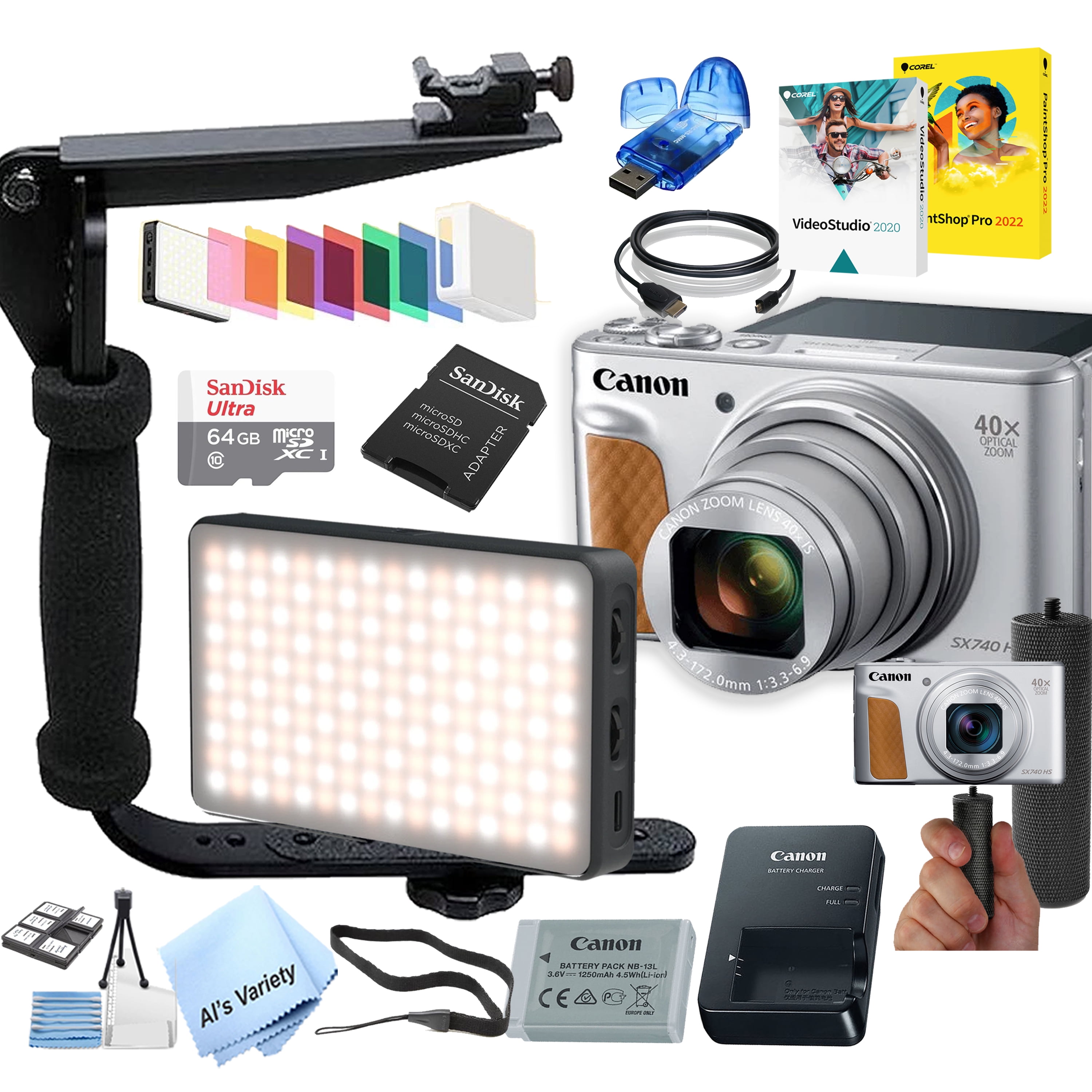 Canon Powershot SX740 HS Digital Camera (Silver) Video Kit with