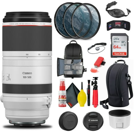 Canon RF 100-500mm F/4.5-7.1L IS USM Lens (4112C002) + Filter Kit + More (International Version)
