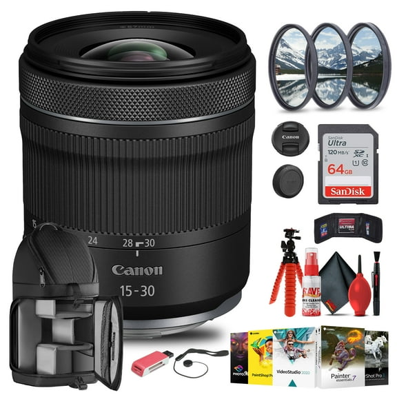 Canon RF 15-30mm F/4.5-6.3 IS STM Lens with 64GB Extreme Pro Card + More (International Version)