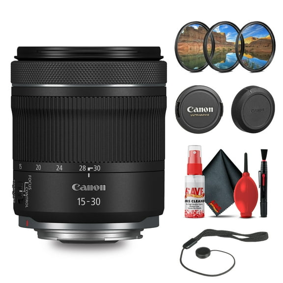 Canon RF 15-30mm F/4.5-6.3 IS STM Lens with Filter kit + Cleaning Kit + More (International Version)