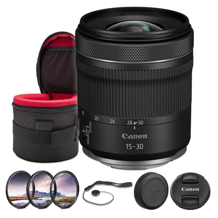 Canon RF 15-30mm f/4.5-6.3 IS STM Lens | Compact Ultra-Wide Zoom with Optical Image Stabilization, Smooth STM Autofocus & Lightweight Design | For Travel & Vlogging (5775C002) + Filter Kit + More