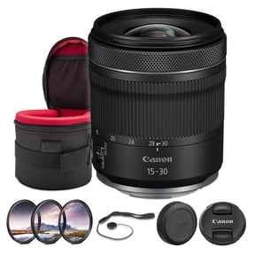 Canon RF 15-30mm f/4.5-6.3 IS STM Lens | Compact Ultra-Wide Zoom with Optical Image Stabilization, Smooth STM Autofocus & Lightweight Design | For Travel & Vlogging (5775C002) + Filter Kit + More