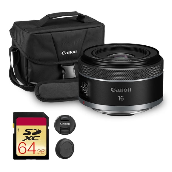 Canon RF 16mm f/2.8 STM Lens | Ultra-Wide Angle Prime with Bright f/2.8 Aperture & Compact Lightweight Design | Perfect for Travel & Landscape Photography (5051C002) + Shoulder Bag + 64GB Card
