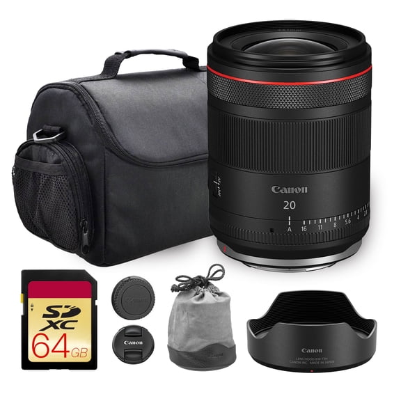 Canon RF 20mm f/1.4 L VCM Lens | L-Series Ultra-Wide Prime with Bright f/1.4 Aperture, Fast Autofocus & Advanced Optics | For Landscapes, Architecture, & Astrophotography + Shoulder Bag + 64GB Card