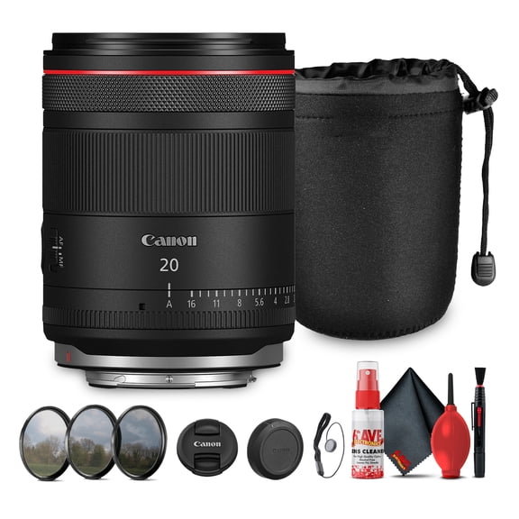 Canon RF 20mm f/1.4 L VCM Lens Ultra-Wide Full-Frame Prime Fast f/1.4 Aperture Weather-Sealed (7023C002) + Filter Kit + Cleaning Kit + More (International Version)