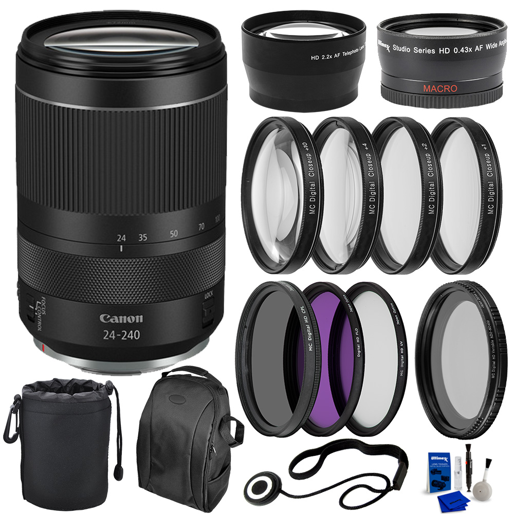 Canon RF 24-240mm f/4-6.3 IS USM Lens with Basic Accessory Bundle - Includes: 3pc UV Filter Set, 4pc Macro Filter Kit, a Neutral Density Filter & MUCH MORE (International Version) - image 1 of 7