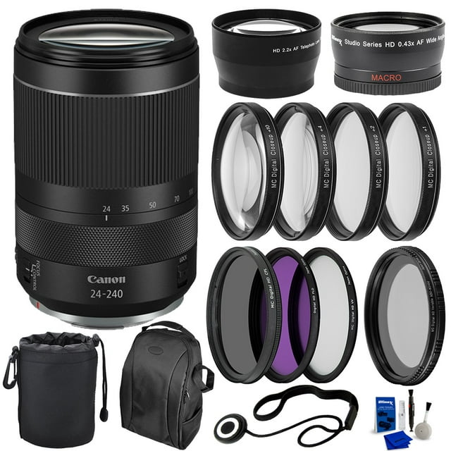 Canon RF 24-240mm f/4-6.3 IS USM Lens with Basic Accessory Bundle - Includes: 3pc UV Filter Set, 4pc Macro Filter Kit, a Neutral Density Filter & MUCH MORE (International Version)