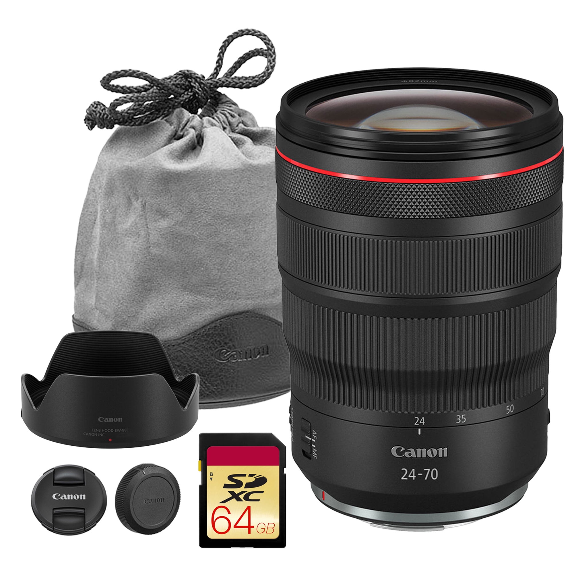 Canon RF 24-70mm f/2.8 L IS USM Lens – Pro Standard Zoom with Image Stabilization for Events, Portraits, Weddings & Video (3680C002) + 64GB Memory Card
