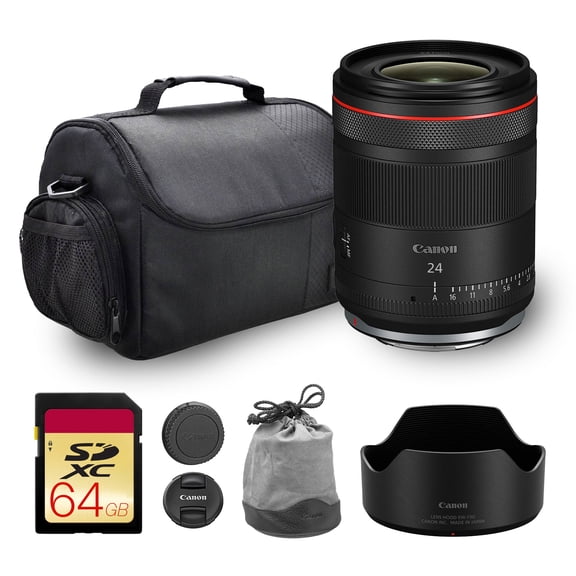 Canon RF 24mm f/1.4 L VCM Lens | L-Series Wide-Angle Prime with Bright f/1.4 Aperture, Nano USM & Weather Sealing | For Landscapes, Street, & Astrophotography (6907C002) + Shoulder Bag + 64GB Card