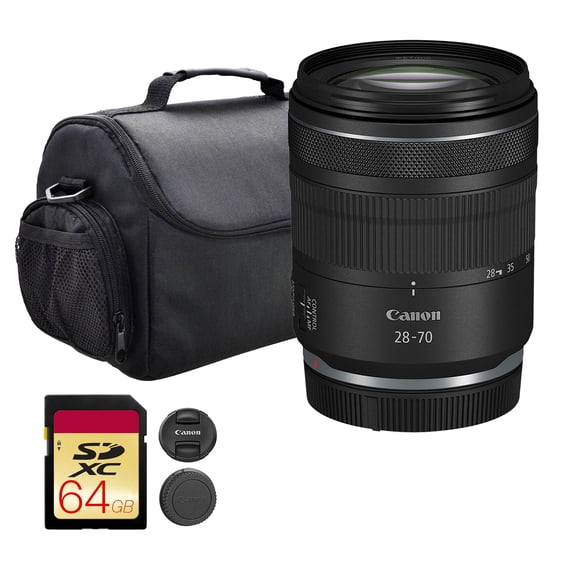 Canon RF 28-70mm f/2.8 IS STM Lens | Standard Zoom with Bright f/2.8 Aperture, Image Stabilization & Smooth STM Autofocus | For Portraits, Weddings, & Travel Photography (6535C002) + Bag + 64GB Card