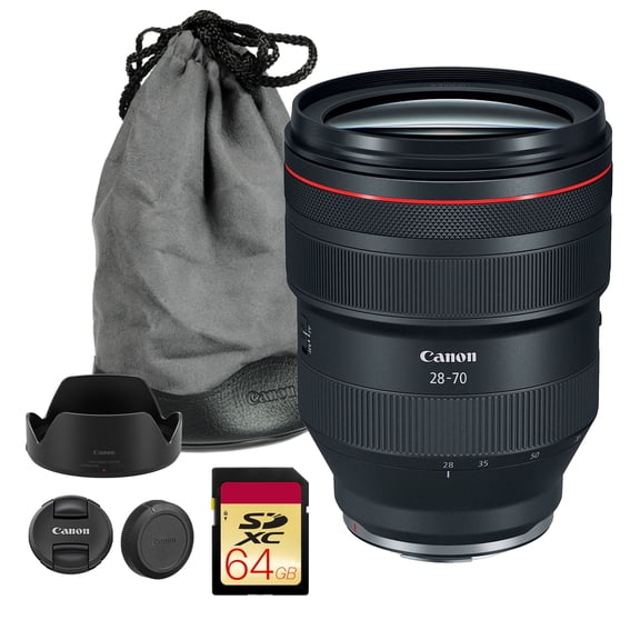 Canon RF 28-70mm f/2 L USM Lens – Ultra-Fast Standard Zoom with f/2 Aperture for Portrait, Wedding & Low-Light Photography (2965C002) + 64GB Memory Card