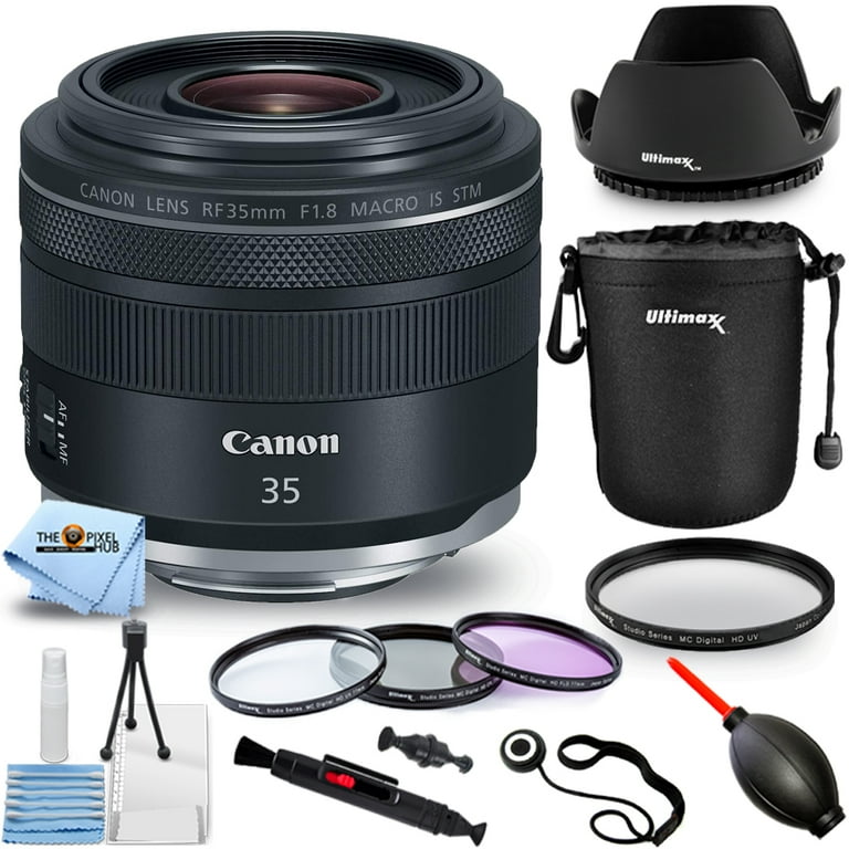 Canon RF 35mm f/1.8 IS Macro STM Lens + Lens Pouch + Filter Kit Bundle Canon RF 35mm f/1.8 IS Macro STM Lens + Lens Pouch + Filter Kit Bundle