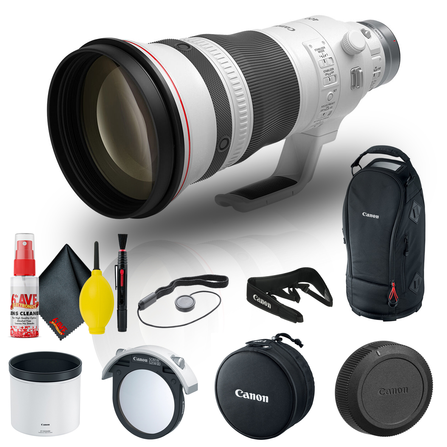 Canon RF 400mm f/2.8L IS USM Lens (5053C002) + Cap Keeper + Cleaning