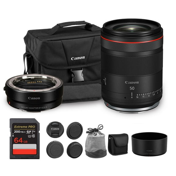 Canon RF 50mm f/1.4 L VCM Lens| L-Series Standard Prime with Bright f/1.4 Aperture, Nano USM & Image Stabilization| For Portraits & Wedding Photography (6908C002) + Adapter EF-EOS R + Bag + 64GB Card