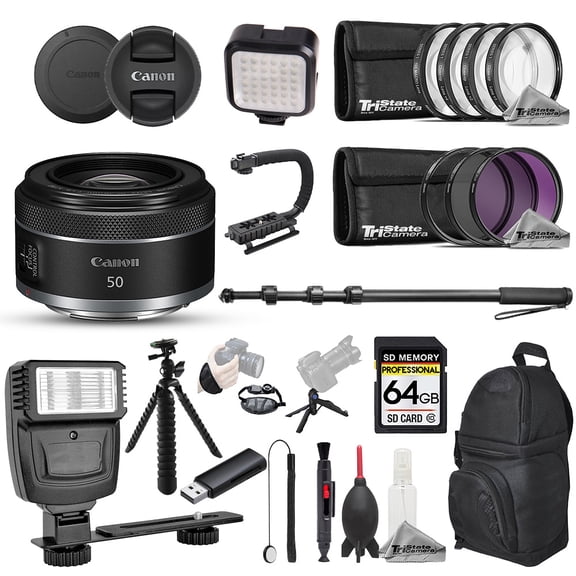 Canon RF 50mm f/1.8 STM Lens - 22pc 64GB Utility Kit (International Version)