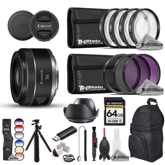 Canon RF 50mm f/1.8 STM Lens - 23pc Pro Bundle (International Version)