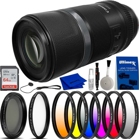 Canon RF 600mm f/11 is STM Lens w/8pc Filter Accessory Bundle. Includes: 64GB Ultra SDXC Memory Card, 6pc Gradual Filter Kit, UV Filter, Variable Neutral Density Filter, & More