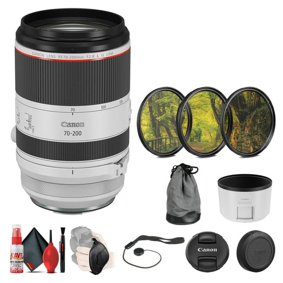Canon RF 70-200mm F/2.8 L IS USM Lens + 3-Piece Filter Set + Hand Strap + Lens Cap Keeper + Cleaning Kit (International Version)