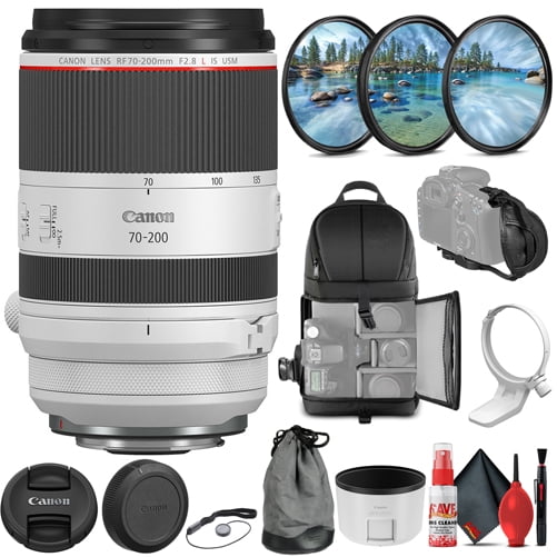 Canon RF 70-200mm F/2.8 L IS USM Lens with 3-Piece Filter Kit, Padded Lens Case, Hand Strap & Lens Cleaning Kit (3792C002) (International Version)